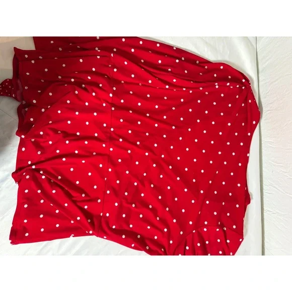 Susan Graver Red Polka Dot Scoop Neck Short Sleeve Top Plus Size 2X Womens - Picture 3 of 4